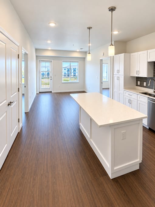 Rock Creek Apartments 1 bedroom kitchen and living room