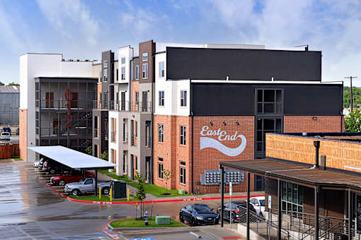 Exterior at East End Lofts at the Railyard Apartments, Denton, TX