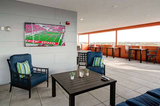 Roof top patio great for entertaining at 985 High Apartments, Ohio