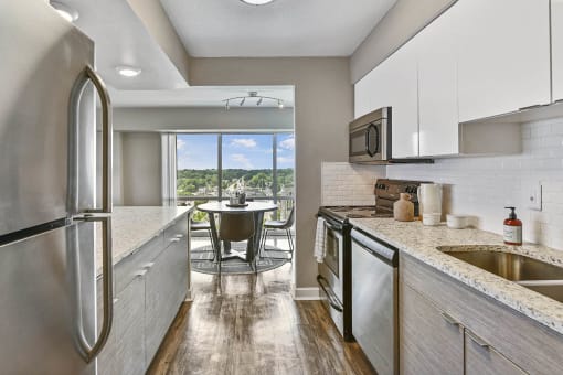 Spacious kitchen with large island and beautiful view at CityView on Meridian, Indiana, 46208
