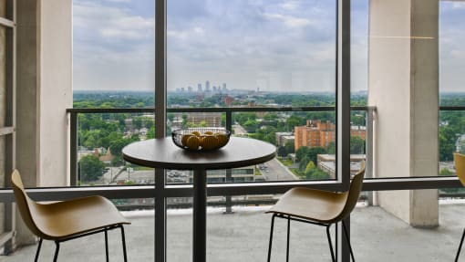 Dining space that overlooks the city at CityView on Meridian, Indianapolis, IN,46208
