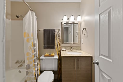 In-suite master bathroom at Heritage Hill Estates Apartments, Cincinnati, Ohio 45227