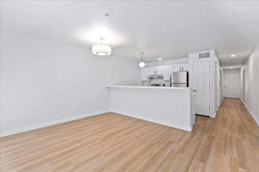 Kitchen, Living and Dining at River Walk Apartments, Boise