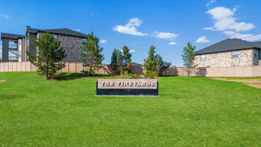 the yard wizards sign in the yard of a house at The Vineyards of Colorado Springs, Colorado, 80920