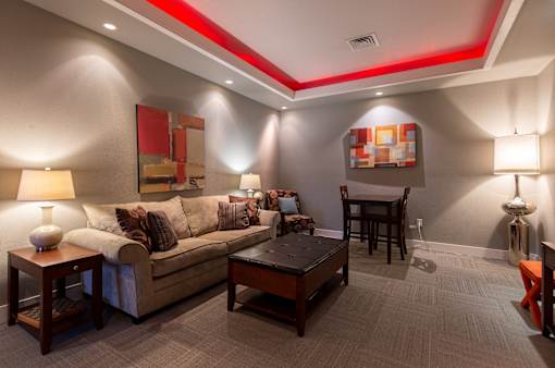 a living room with a couch and a table at Corso Apartments, Missoula, MT