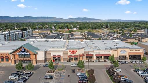 A view of a shopping center with a Superstore, a TJ Maxx, and a Sears. at Verraso Village Apartments, Meridian, ID, 83646