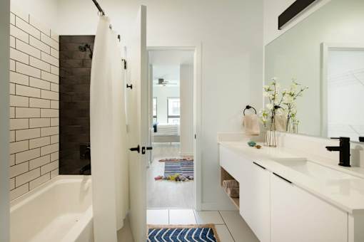 Bathroom with bathtub at Cannery Flats, Bozeman, MT, 59715