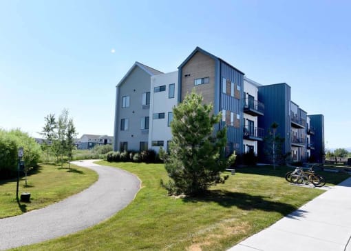 Beautiful Courtyard With Walking Paths at West Village at Four Points, Bozeman, Montana