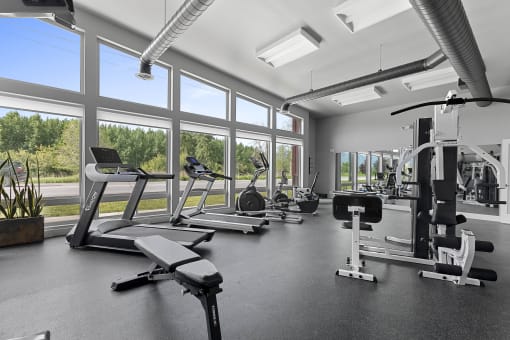 A Spacious Fitness Center with Machines for Many Types of Workouts  at Brooklyn West, Missoula, Montana