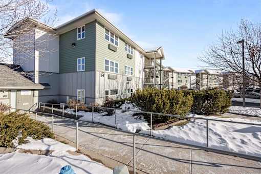 large building with snowy lands at Great Northern, Montana, 59808