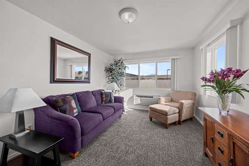 Room with couch and side lamp  at Great Northern, Missoula Montana