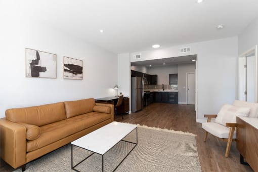 Living room area with sofa at The Expo Apartments, Billings, MT, 59106