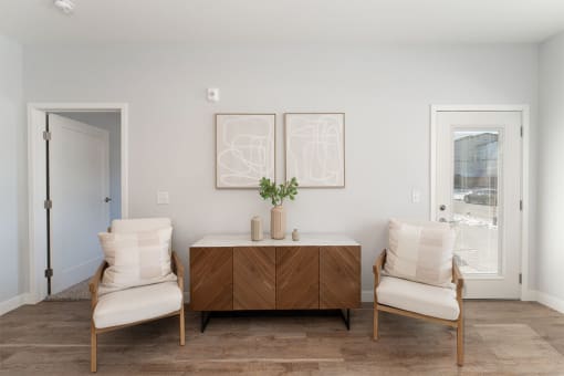 Living room area at The Expo Apartments, Montana, 59106