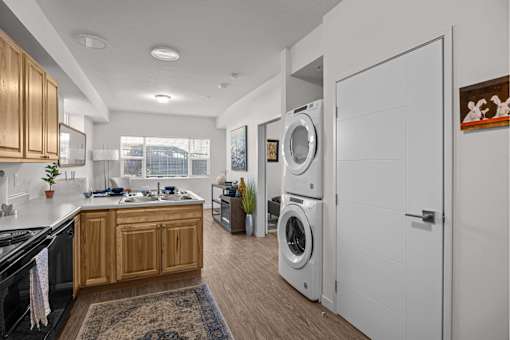 A modern kitchen with wooden cabinets at Majestic Drive, Missoula, MT