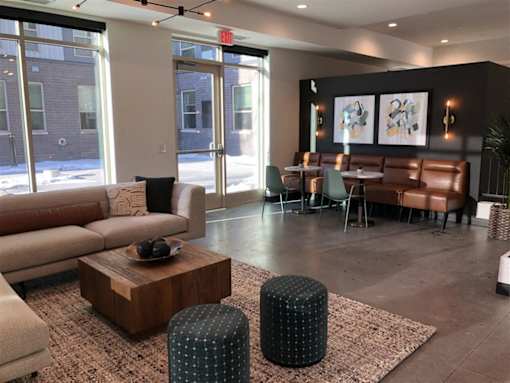 Resident lounge at Morrow Apartments, affordable rentals in St. Paul, MN, near the Green Line Metro.