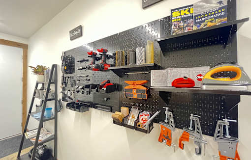A wall of LEGO pieces and tools for building and maintenance at Silverbrook Apartments Apartments, Ridgeland, Kalispell