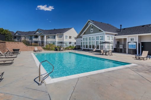 Extensive Resort Inspired Pool Deck at The Village at Westmeadow, Colorado Springs, CO