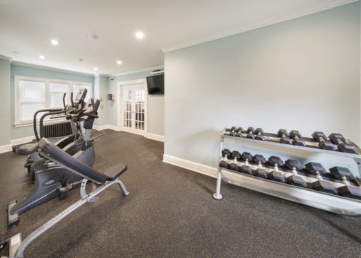 Fitness Center With Modern Equipment at Cedar Park Apartments, Troy, NY, 12180
