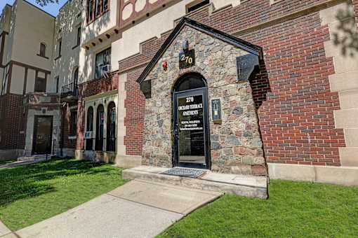A building with a sign that reads "270" is shown.