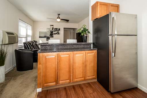 Kitchen with Refrigerator at Garwood Gardens Apartments, Garwood