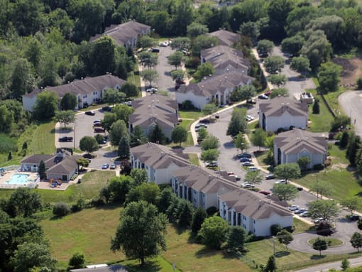 Aerial view of the property at Boulder Pointe Apartments in Middletown, NY 10940