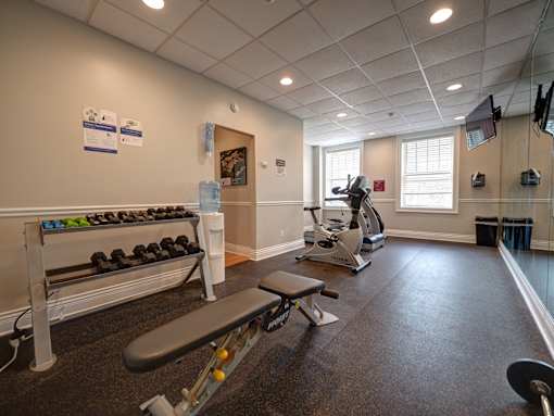 Gym with weight training equipments at Willett Apartments, Albany, 12210