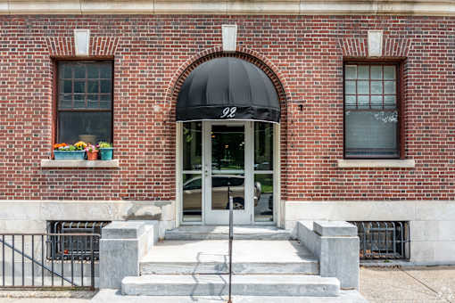 Brick building Entrance at Willett Apartments, New York, 12210