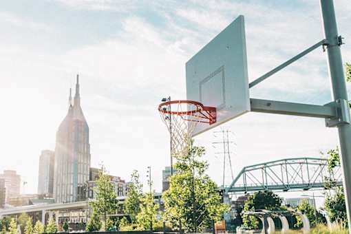 basketball hoop in city