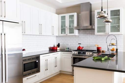 Modern kitchen with stainless steel appliances