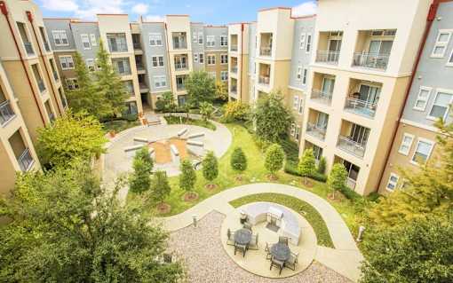 an aerial view of an apartment complex