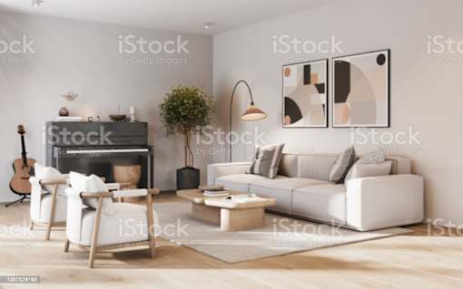 a living room with a white sofa and two chairs royalty free accidents and disasters stock illustration