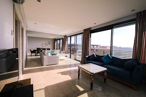 a view of the living room from the balcony