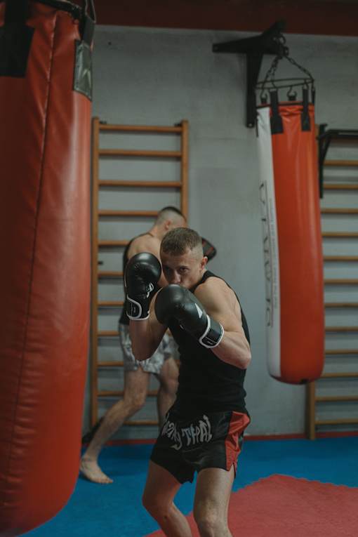 a boxer jabbing a punching bag