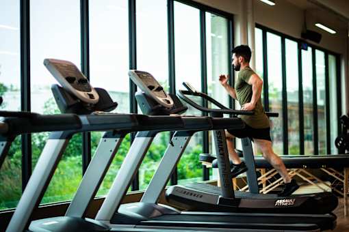 a man running on a treadmill
