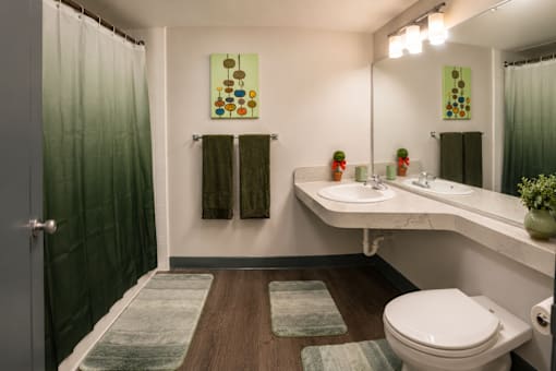 A bathroom with a toilet, sink, and shower curtain.