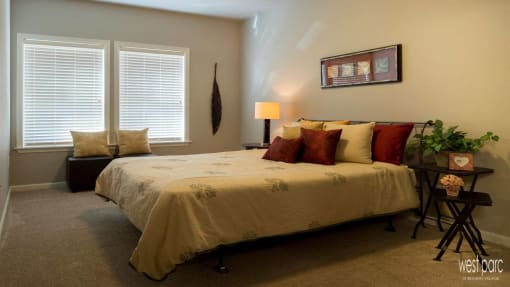 Bedroom of an apartment at west parc in bethany village located near portland and beaverton oregon