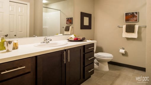 Bathroom of an apartment at west parc in bethany village located near portland and beaverton oregon