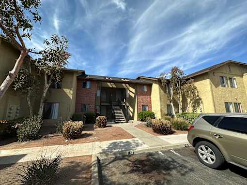 Asigned parking in front of Riverdale Apartment Homes in Hemet, California.