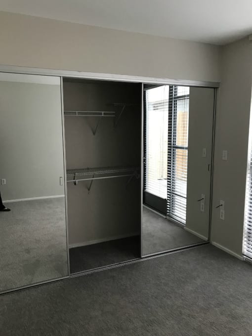 Master closet of Allure floorplan second bedroom facing courtyard