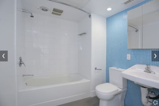 Second bathroom of Alta Floorplan with colored ceramic tiles