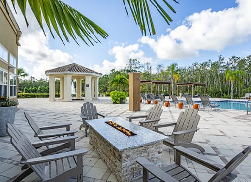 The Gate Apartments Fire Pit overlooking Pool area