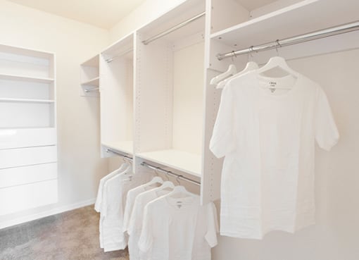 The Gate Apartments Model Unit Closet with built-in shelves