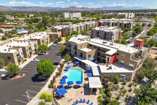 Aerial view of ABQ Uptown Apartments