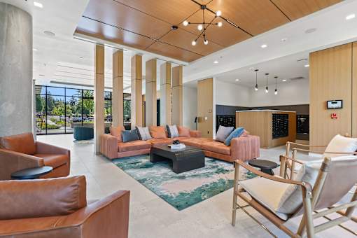Resident lounge with mail area - Willow Apartments