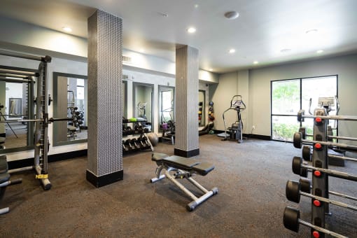 The Juncture Apartments free weights area
