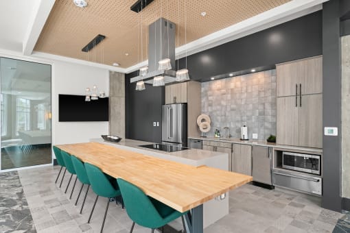 Functional hosting kitchen in clubhouse - La Via Apartments