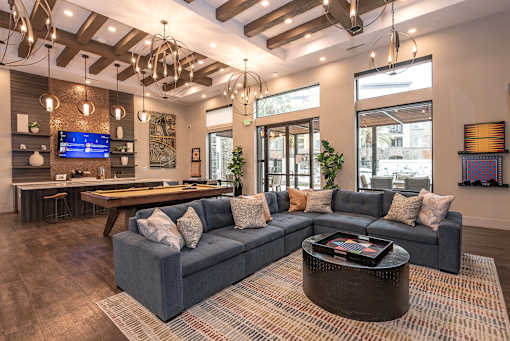 Resident clubhouse with game area - Talavera Apartments