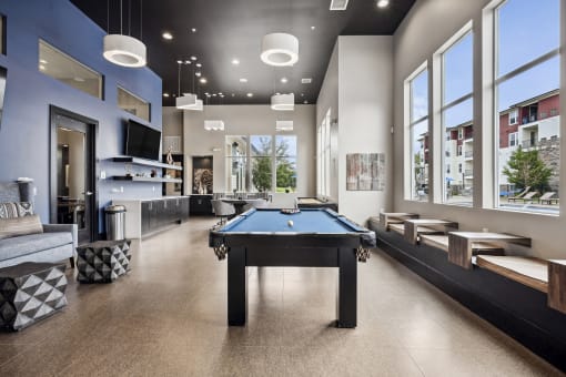 Game room with billiards table and more - Enclave at Cherry Creek