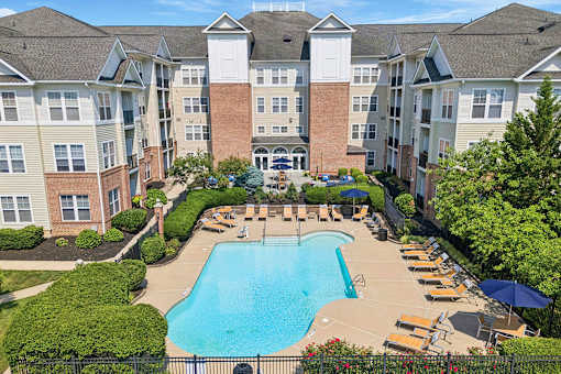 Resort-style swimming pool aerial view - Avenel at Montgomery Square