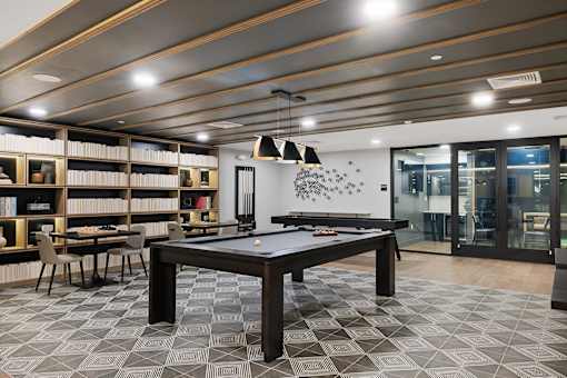 Game room with billiards table - Stonehill at West Orange